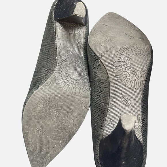 Womens AK Anne Klein iflex AK7 CAKE WALK Black Leather Heels Size 8 1/2 M - Picture 4 of 13